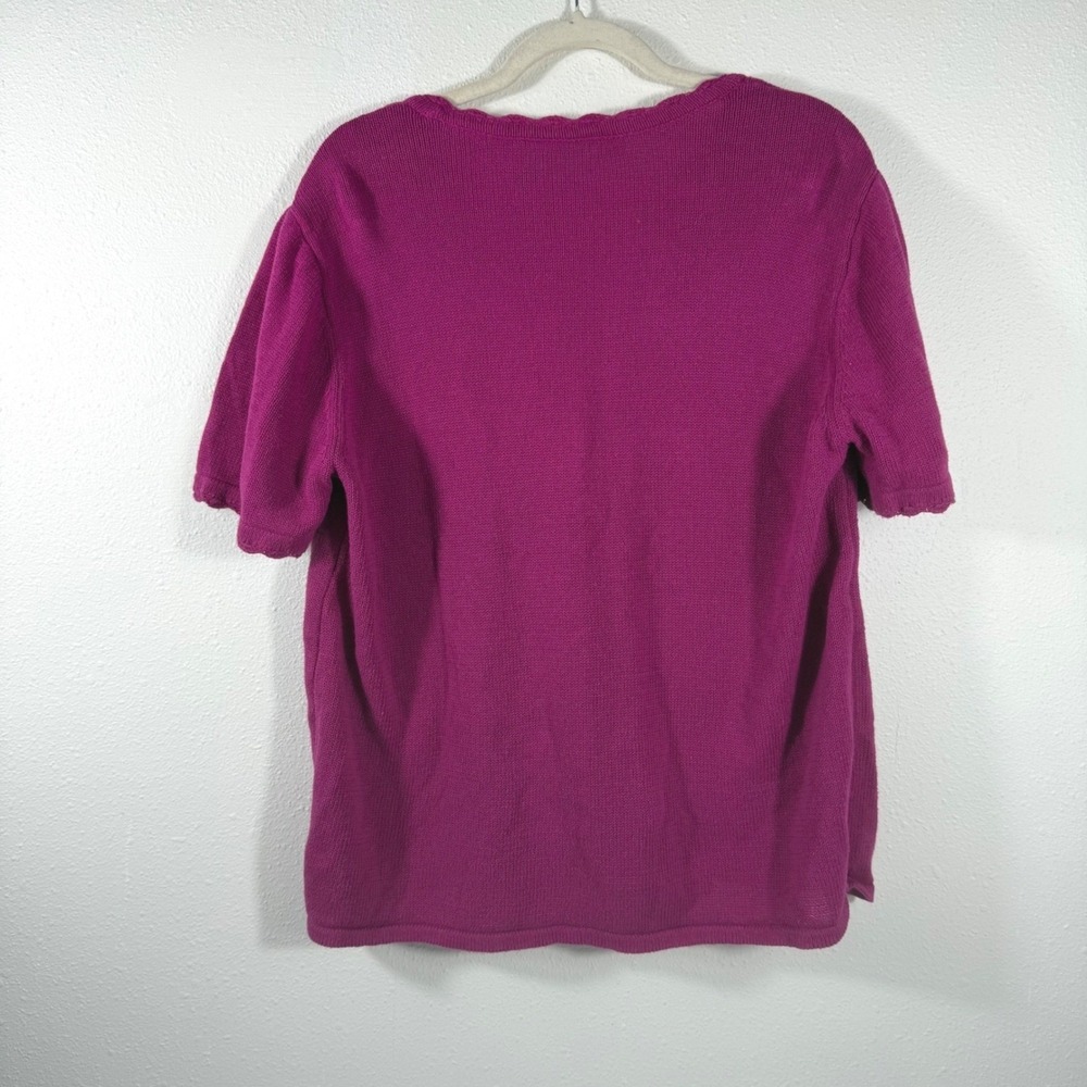Blair Women's Magenta Purple Embroidered Floral Twin Set Cardigan Tank Large - Picture 3 of 10